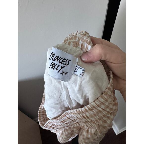Princess Polly Gingham Tan Drawstring Shorts‎ - Picture 2 of 3